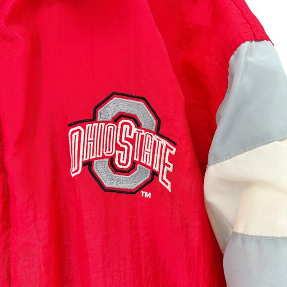 Ohio State Buckeyes L Red Puffer Jacket With Hood & Logo Athletic Branding - Picture 5 of 13